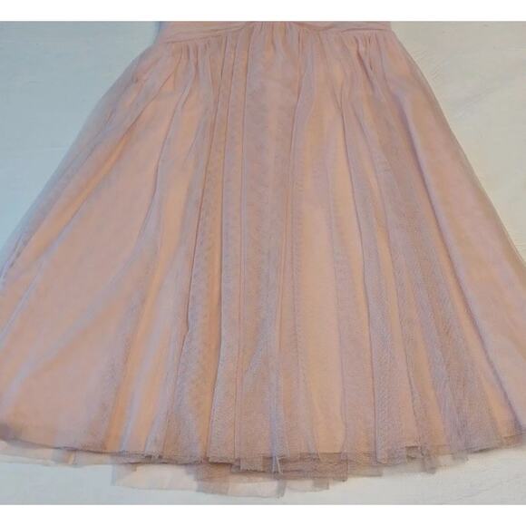 White By Vera Wang Blush Pink Strapless Bobbin Net Bridesmaid Dress Gown 10 Long - Picture 3 of 13